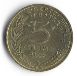 Moneda Franța 5 centimes 1997