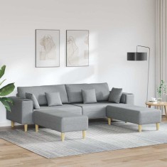 Sofa din material textil cu pernă 3 pcs Gri deschis 208 cm țesătură