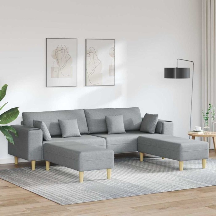vidaXL Sofa din material textil cu pernă Gri deschis 208 cm țesătură 3335162