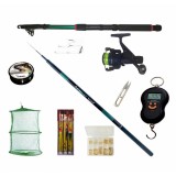 Set pescuit sportiv cu lanseta telescopica 2,1m, undita telescopica 3,6m, mulineta si accesorii
