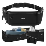 Borseta de alergare Trizand pentru telefon, 7 inch, curea reglabila, negru, 97g, compartiment + 3 buzunare