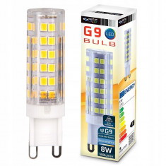 Bec LED G9 SMD, 8W, lumina neutra 4000K, 500 lm, unghi fascicul 360 grade, IP20