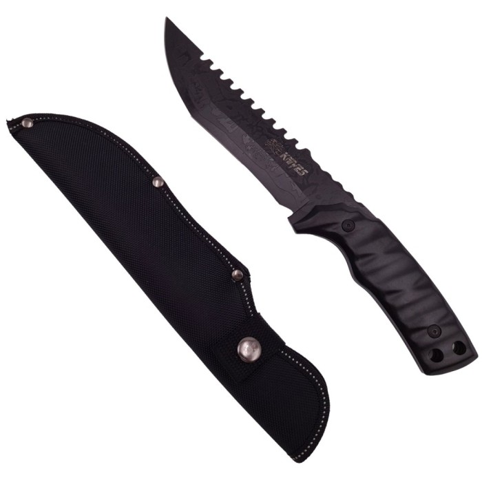 Cutit de vanatoare DEPOX&reg;, Hazard Blade, negru 31 cm, teaca inclusa