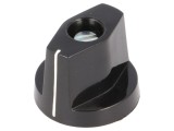Buton rotativ cu flanșă și indicator plastic, negru, &Oslash; 6mm