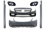 Pachet Exterior Complet si Faruri Full LED Mercedes Clasa C W205 Sedan (2014-2018) C63 Design Performance AutoTuning, KITT