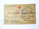 Rara! Carte postala tipografiata Crucea Rosie cenzurata militar Kiev 1917 expediata de un prizonier WWI din lagarul Saliivka