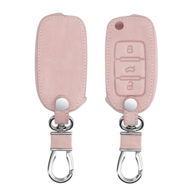 Husa Cheie Auto pentru VW / Skoda / Seat - 3 Butoane, Piele ecologica, Rose Gold, 41740.81 foto
