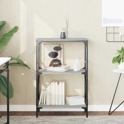 vidaXL Bibliotecă 3 niveluri gri sonoma 59x35x90,5 cm, lemn prelucrat 837615 foto
