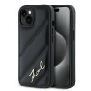 Husa iPhone 15 Plus Karl Lagerfeld Diagonal Quilted Script, negru, KLHCP15MPQDSMGK