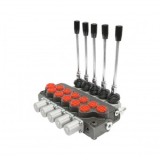 Distribuitor hidraulic cu 5 manete supapa de siguranta SD11 debit 80L/min levier si reductie -15 /+80 Breckner Germany