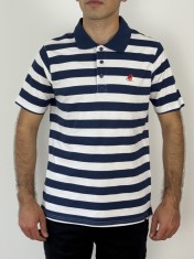 U.S. Grand POLO Tricou polo barbati cu imprimeu in dungi, Regular fit, Bleumarin inchis, 2XL