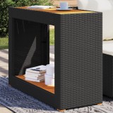 Masa laterala de gradina blat lemn negru 100x40x75 cm poliratan GartenMobel Dekor, vidaXL