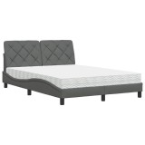 Cumpara ieftin Pat cu saltea, gri inchis, 140x200 cm, textil