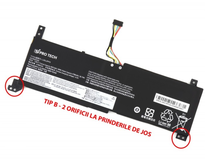 Baterie LenovoIdeaPad 3-14ITL6-82H700XNSB 36.7Wh Tip B, L20C2PF0 36.7Wh Tip B, L20C3PF0 36.7Wh Tip B, L20L2PF0