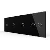 Cumpara ieftin Panou touch Livolo din sticla neagra pentru 3 module simple si 1 dublu