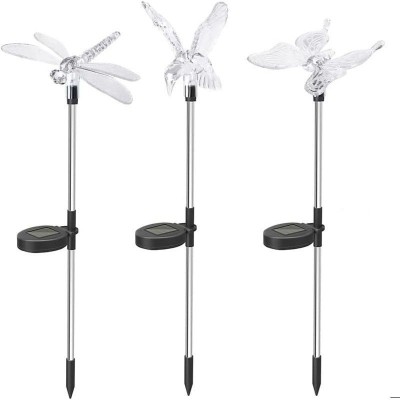 Set 3 Lampi Solare LED tip pasare-fluture-libelula, Inaltime 43 cm, eMazing, Multicolor foto