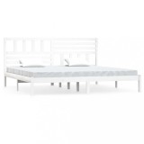 Cumpara ieftin Cadru de pat, alb, 200x200 cm, lemn masiv de pin