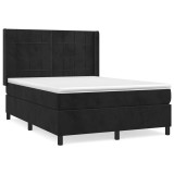 Cumpara ieftin Pat box spring cu saltea, negru, 140x200 cm, catifea