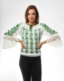 IE tricotata cu model floral verde si maneci lungi Onibon, L, M, S, XL, XS