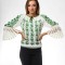IE tricotata cu model floral verde si maneci lungi Onibon