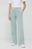 PS Paul Smith pantaloni de trening din bumbac femei, culoarea verde, neted