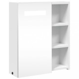 Dulap cu oglinda de baie cu lumina LED, alb, 45x13x52 cm