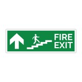 Indicator evacuare Fire Exit cu săgeată &icirc;n sus și scară