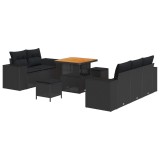 vidaXL Set de canapele pentru grădină cu pernă 8 pcs Negru poliratan 3361944