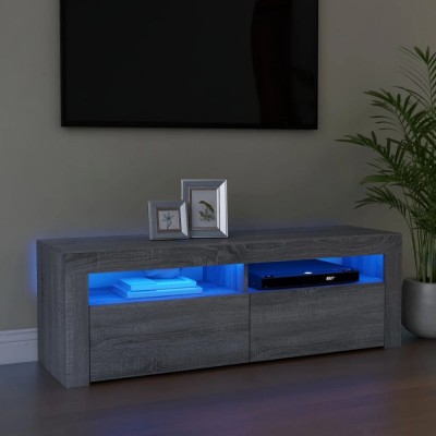 vidaXL Comodă TV cu lumini LED, gri sonoma, 120x35x40 cm foto