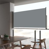 Copertina Laterala Retractabila Terasa Gri 60x300cm Poliester Protectie UV Vant