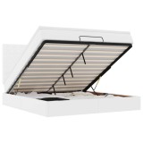 Cumpara ieftin Cadru de pat otoman cu saltele alb 180x200cm piele artificiala