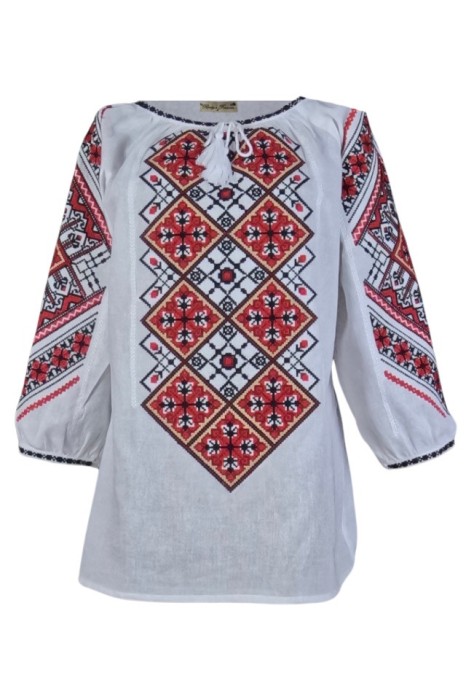 Bluza tip ie dama R24D, alb pur/rosu , marimea S