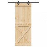 vidaXL Ușă glisantă cu set de feronerie 85x210 cm, lemn masiv de pin