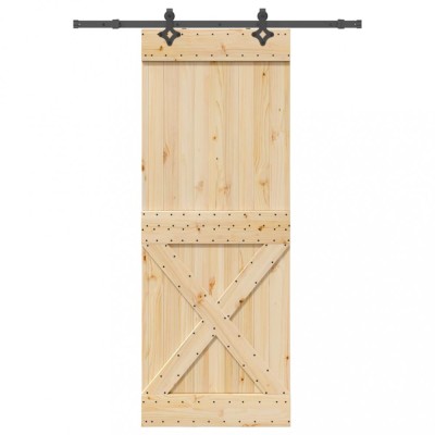 vidaXL Ușă glisantă cu set de feronerie 85x210 cm, lemn masiv de pin foto