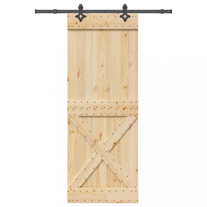 vidaXL Ușă glisantă cu set de feronerie 85x210 cm, lemn masiv de pin