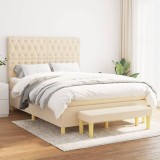VidaXL Pat continental cu saltea, crem, 140x200 cm, material textil 3137402