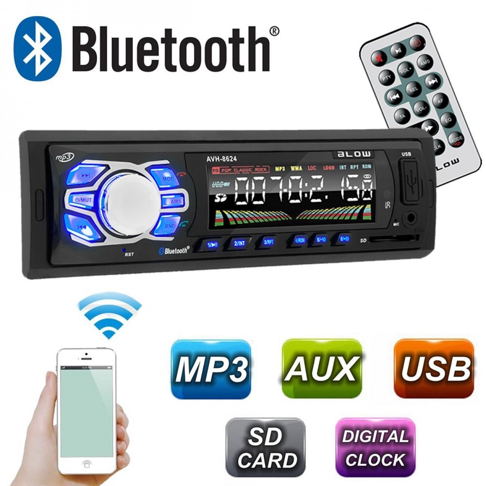 Radio MP3 Player Auto 1DIN cu Bluetooth / Display LCD / USB / SD / MMC
