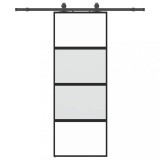 Cumpara ieftin Usa glisanta cu set feronerie neagra 76x205cm sticla securizata