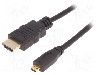 Cablu HDMI - HDMI, HDMI mufa, micro mufa HDMI, 2m, negru, QOLTEC - 50400 foto
