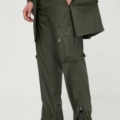 Rains pantaloni de trening 18850 Pants culoarea verde, neted