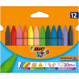 Cumpara ieftin Creioane Cerate Plastifiate Bic Plastidecor Triunghiulare, 12 Buc/set, Culori Asortate, Creioane Cerate Plastifiate, Creion De Colorat Cerat, Set Crei