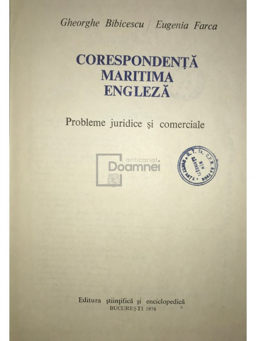 Gheorghe Bibicescu - Corespondență maritimă engleză (editia 1976)