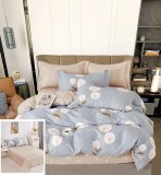 Cumpara ieftin Lenjerie Pat Rush Sf110, Bumbac, 4 Piese, Fara Elastic, Albastru, Bej, Imprimeu