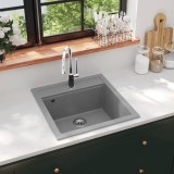 Chiuveta bucatarie granit vidaXL, 49x51cm, gri, montare blat, rezistenta la zgarieturi si caldura