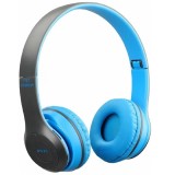 Casti wireless P47, Bluetooth 5.0 + Edr, Stereo, Radio FM, MP3, microfon, albastru