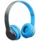 Casti wireless P47, Bluetooth 5.0 + Edr, Stereo, Radio FM, MP3, microfon, albastru