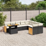 vidaXL Set canapele de grădină cu perne, 10 piese, negru, poliratan 3274122