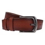 Curea barbati, eleganta, pentru costum, din piele naturala, Maro, 3.8cm - CK73M, ALPE LEATHER