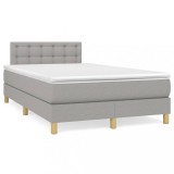 Cumpara ieftin Pat continental cu saltea, gri deschis, 120x200 cm, textil