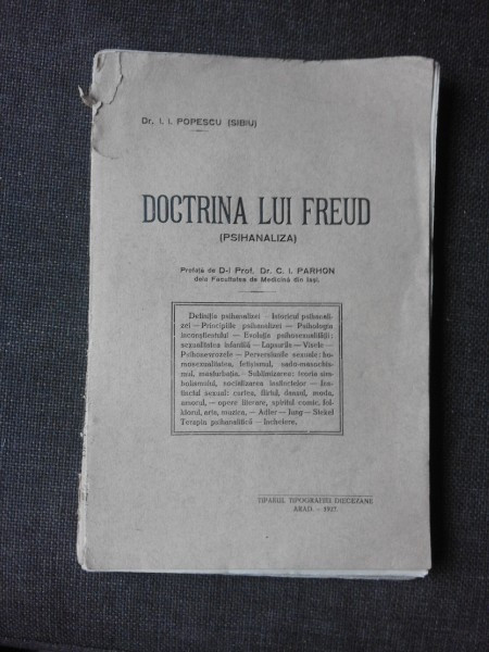 DOCTRINA LUI FREUD (PSIHANALIZA) - I.I. POPESCU | Okazii.ro